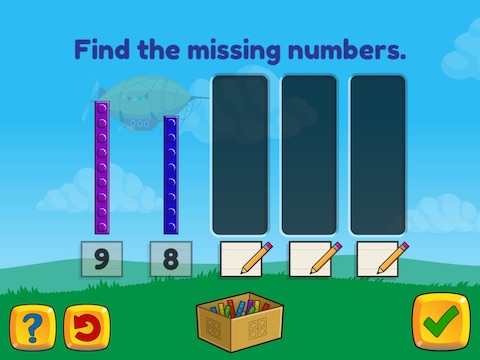 Stairsteps: Complete the pattern by adding or subtracting by 1's and 2's, within 10 Math Game